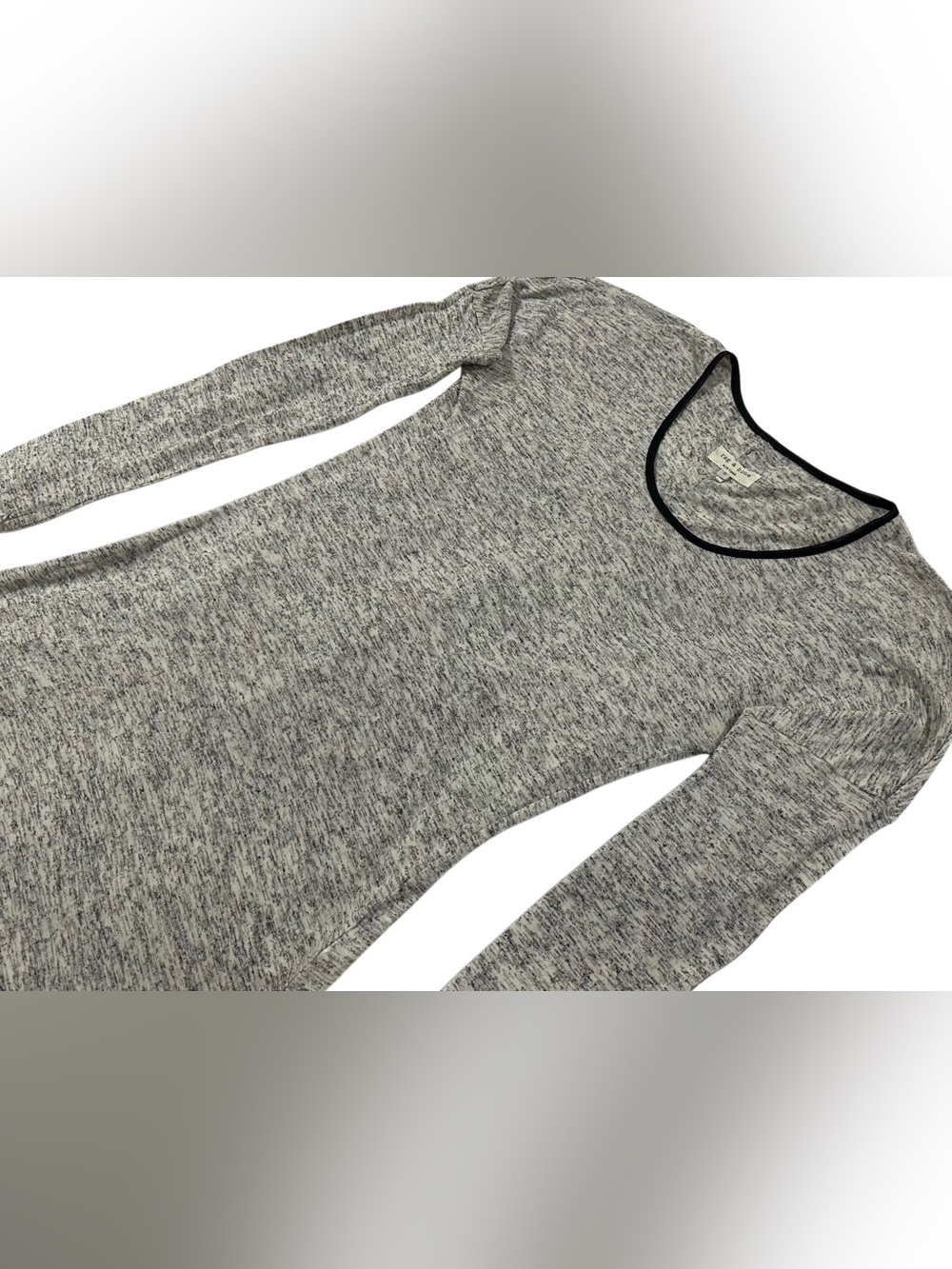 Rag & Bone New York Marled Knit Scoop Neck Long Sleeve Black Trim Top Size S - Picture 4 of 10